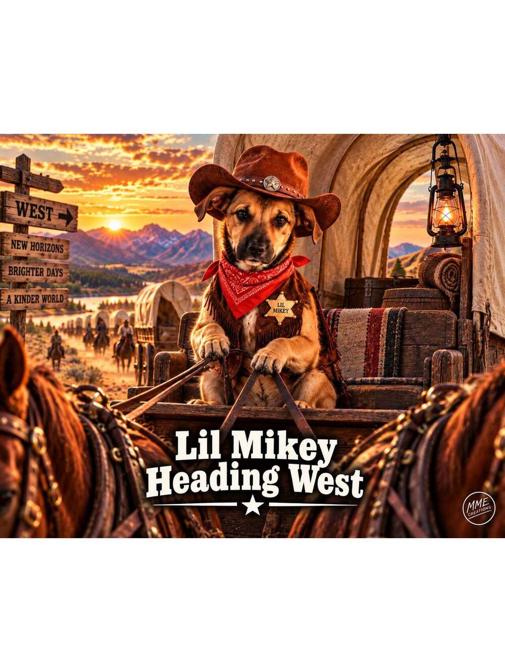 4835 Pet Pics Turn Your Dog Into a Cowboy –Heading West Custom 8x10 Print